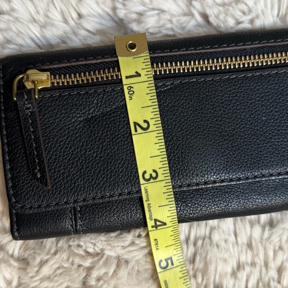 NWT Fossil  Black Leather Flap Wallet Bi Fold